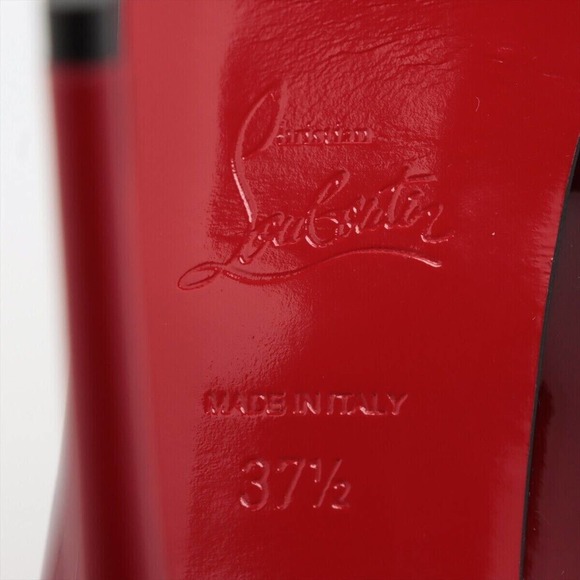 Christian Louboutin Patent Leather Open Toe Pumps 37 1/2 Women's Red x Black Box - Picture 5 of 6